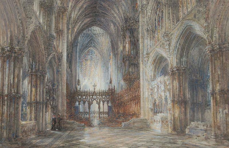 Wyke Bayliss Ely Cathedral pen and watercolour china oil painting image